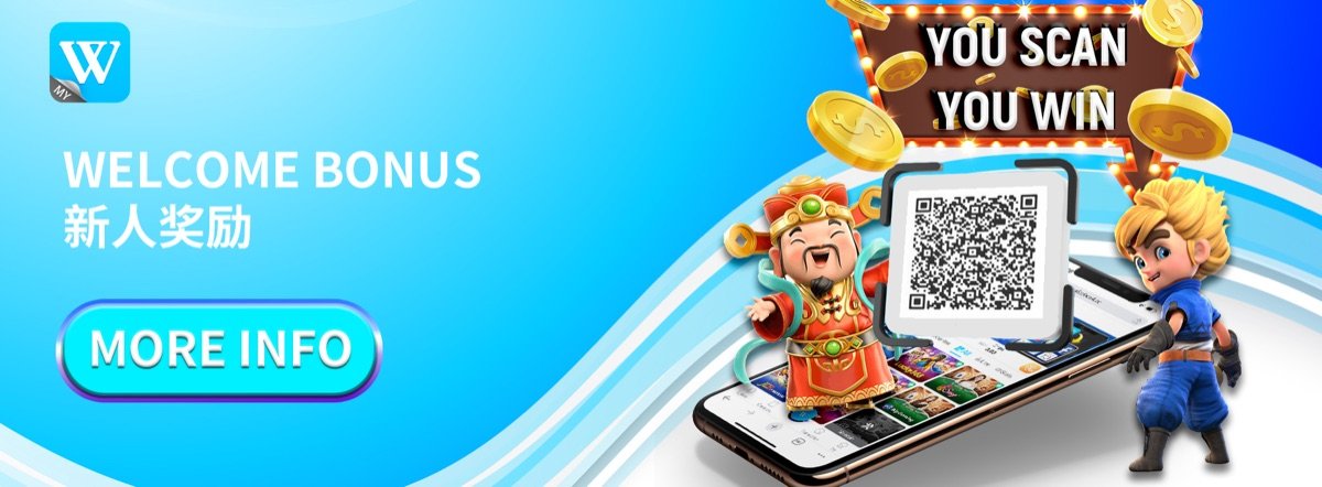 Winbox welcome bonus promotional artwork with a QR code